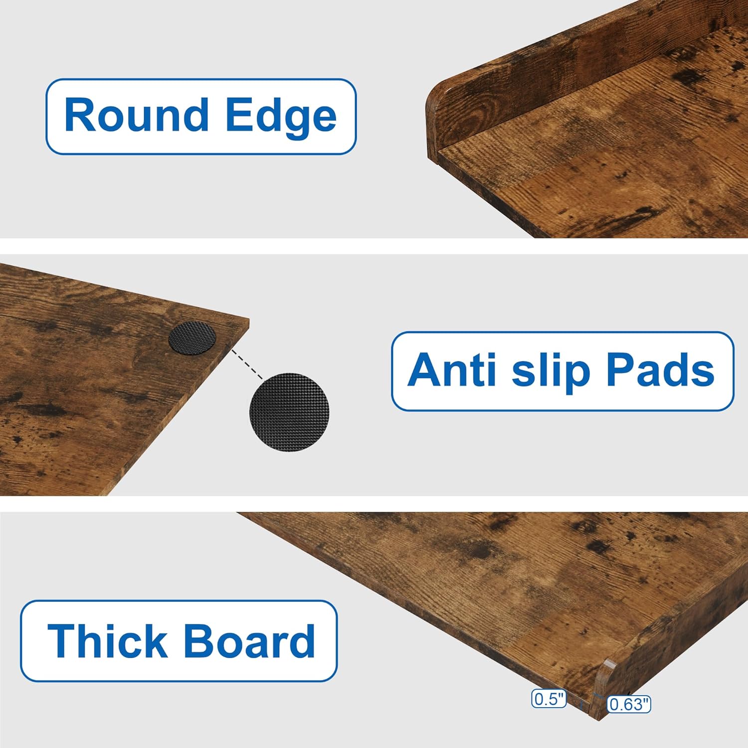 efluky Washer Dryer Countertop, Wood Countertop with Edge Rails for Laundry Room Organization and Storage, Washer Dryer Topper for Laundry Room, 27.5" x 54" Rustic Brown